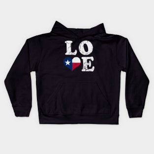 Love Texas Flag Heart Texan Kids Hoodie